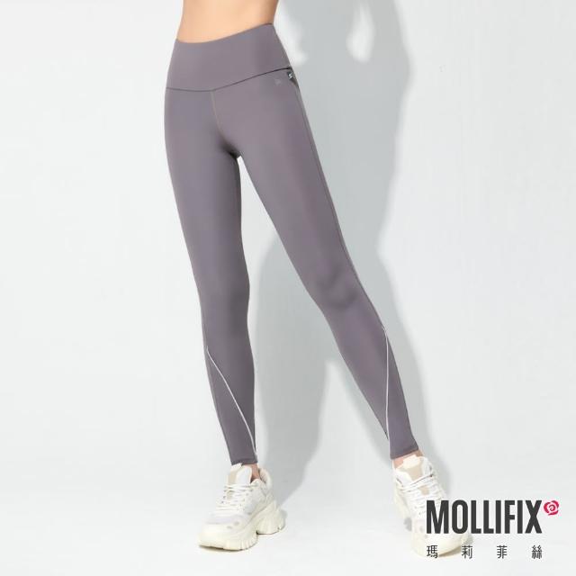 【Mollifix 瑪莉菲絲】TRULY小尻長腿鑲邊訓練褲、瑜珈服、Legging(日暮灰)