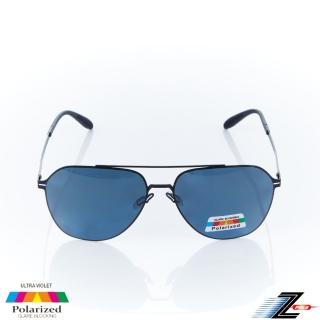 【Z-POLS】薄鋼鈦金屬無螺絲設計Z05 帥氣消光黑框體 PC級Polarized偏光飛官墨鏡抗UV400太陽眼鏡(頂級偏光)