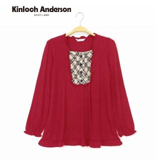 【Kinloch Anderson】柔美風格荷葉邊格紋領長板長袖上衣 金安德森女裝(KA0375306 格紋X紅)