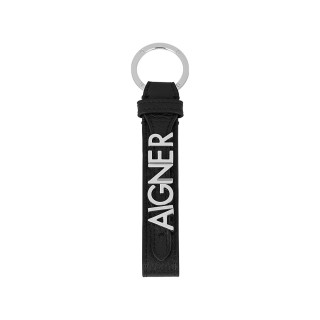 【AIGNER 艾格納】「官方直營」181132 0007 FASHION 鑰匙圈 黑色 銀Logo