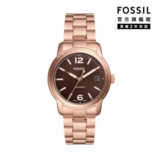 【FOSSIL 官方旗艦館】Fossil Heritage 復刻系列日期女錶 玫瑰金不鏽鋼錶帶手錶 38MM ME3258