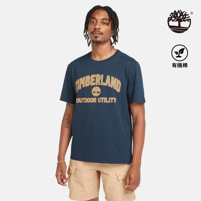 【Timberland】男款深寶石藍圖案短袖T恤(A42T5433)