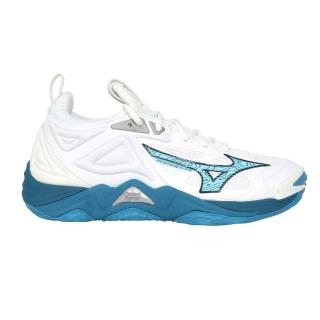 【MIZUNO 美津濃】WAVE MOMENTUM 3 女排球鞋-訓練 運動 美津濃 白水藍湖藍(V1GA231221)