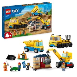 【LEGO 樂高】城市系列 60391 工程卡車和拆除起重機(工程車 兒童積木 DIY積木)