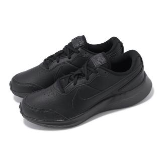 【NIKE 耐吉】慢跑鞋 Varsity Leather GS 大童 女鞋 黑 全黑 皮革 緩震 運動鞋(CN9146-001)