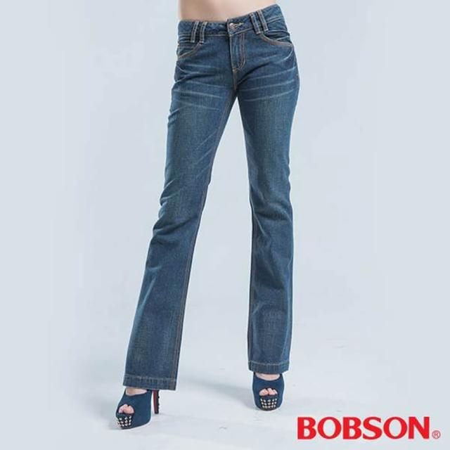 【BOBSON】女款寬管喇叭褲(9051-55)