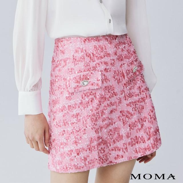 【MOMA】甜美花紗亮片小香短裙(粉色)