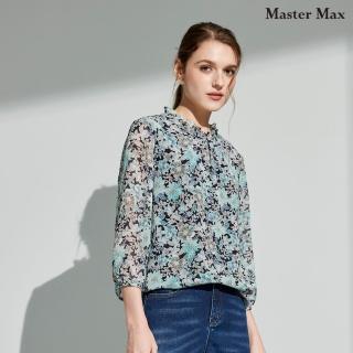 【Master Max】領口花邊滿版七分袖雪紡上衣(8327035)