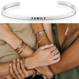 【MantraBand】美國悄悄話 FAMILY 永遠的家人與支持 銀色手環(悄悄話手環)