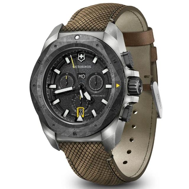 【VICTORINOX 瑞士維氏】I.N.O.X. Chrono 碳纖維錶圈 幾何設計 經典計時腕錶 母親節 禮物(VISA-241988.1)