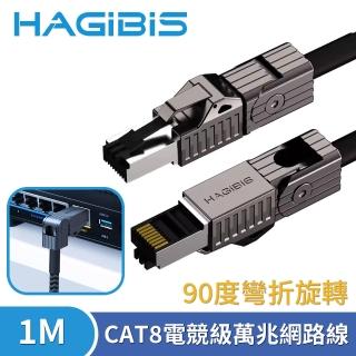 【HAGiBiS海備思】90度彎折旋轉CAT8超高速電競級萬兆網路線 1M