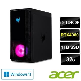 【Acer 宏碁】24型電競螢幕組★i5 RTX4060電競電腦(PO3-650/i5-13400F/32G/1TB SSD/RTX4060/W11)