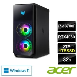 【Acer 宏碁】27型2K電競螢幕組★i7 RTX4080電競電腦(PO5-650/i7-13700F/32G/2T+1TB SSD/RTX4080/W11)