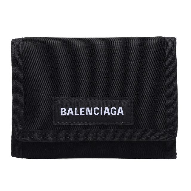 【Balenciaga 巴黎世家】經典Explorer系列品牌字母LOGO尼龍三摺短夾(黑507481-9TYY5-1000)
