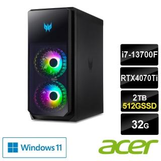 【Acer 宏碁】27型2K電競螢幕組★i7 RTX4070Ti電競電腦(PO5-650/i7-13700F/32G/2T+512G SSD/RTX4070Ti/W11)