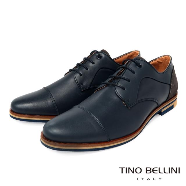 【TINO BELLINI 貝里尼】葡萄牙進口經典綁帶紳士鞋HM2T038-4(深邃藍)