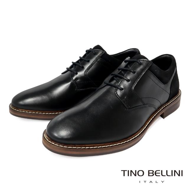 【TINO BELLINI 貝里尼】葡萄牙進口經典素面綁帶紳士鞋HM2T039-1(黑色)
