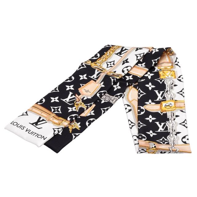 【Louis Vuitton 路易威登】M78656經典Monogram Confidential 系列品牌標誌印花長版絲巾(黑)