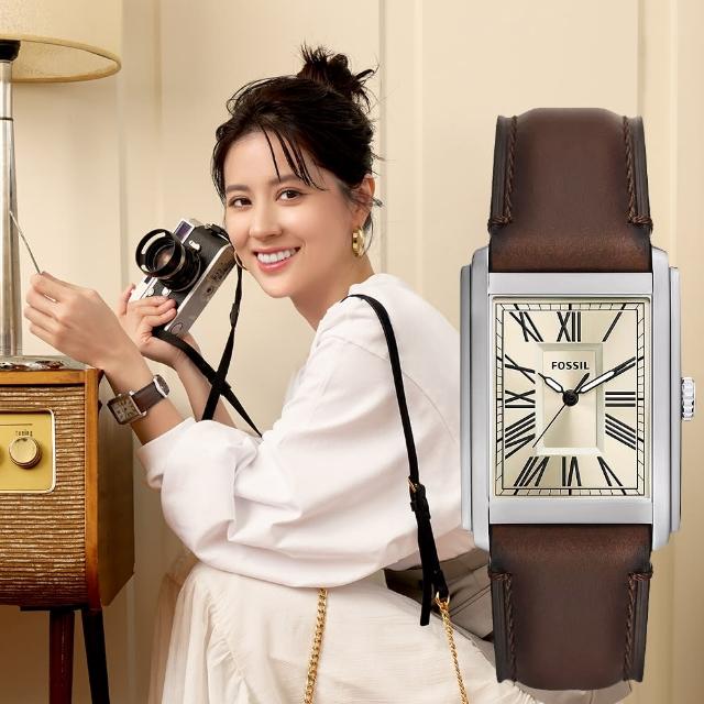 【FOSSIL】Carraway 林予晞配戴款 復古羅馬方形中性手錶 畢業禮物(FS6012)