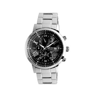 【LICORNE】波紋面設計 不鏽鋼三眼男仕手錶 銀X黑 LT159MWBI