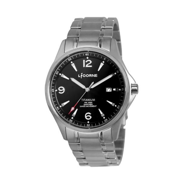 【LICORNE】都會時尚 鈦金屬輕量化男仕手錶 銀X黑 LT150MUBI-1
