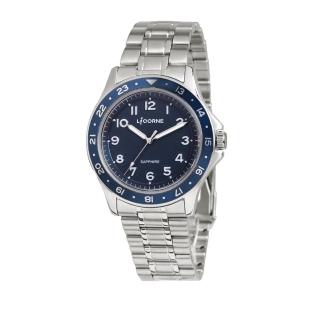 【LICORNE】潛水風格 深藍錶圈 不鏽鋼男仕手錶 銀X藍 LT161MWNA-N