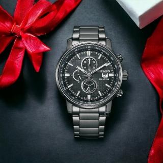 【CITIZEN 星辰】亞洲限定 情人節推薦款 光動能計時手錶-黑色 手錶 母親節 禮物(CA0845-83E)