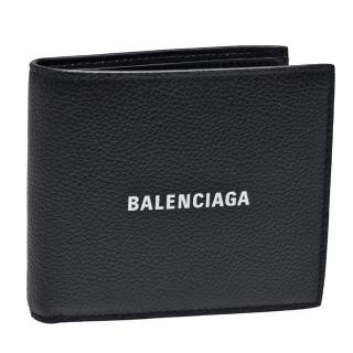 【Balenciaga 巴黎世家】經典品牌字母LOGO牛皮對折短夾(黑594315-1IZI3-1090)