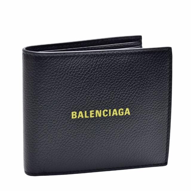【Balenciaga 巴黎世家】經典黃色品牌字母LOGO摺疊短夾(黑594549-1IZF3-1072)