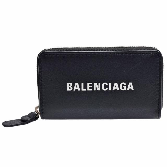 【Balenciaga 巴黎世家】經典品牌字母LOGO牛皮拉鍊零錢包(黑516373-DLQ4N-1000)