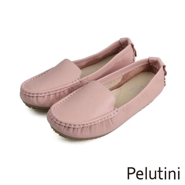 【Pelutini】經典超柔軟皮製懶人豆豆鞋 粉紅色(335050W-LPI)