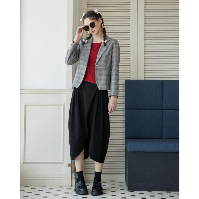【Deep Red】深紅 mimix m59303 女性時尚寬鬆七分褲