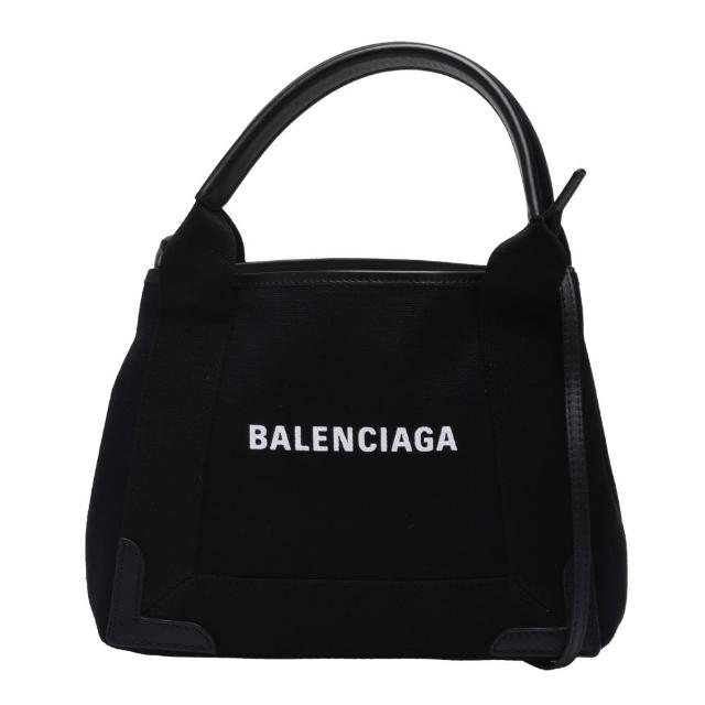 【Balenciaga 巴黎世家】經典NAVY系列帆布牛皮飾邊手提/斜背包(XS-黑色390346-AQ38N-1000)