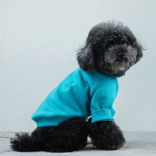 【CAMPET】VARSITY 美式刺繡大學T-湖水藍-S-L(寵物保暖衣)