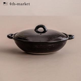 【好拾物】4TH MARKET 日本製 9號湯鍋 燉煮湯鍋 火鍋 日式陶鍋 土鍋 2200ML(黑色)