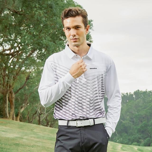 【Snowbee 司諾比】男士3D立體線條長袖POLO衫 吸濕排汗 高爾夫球衫(防曬 防寒 golf上衣 商務 戶外 登山)