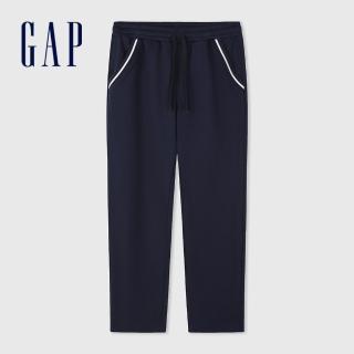 【GAP】男裝 Logo印花抽繩鬆緊棉褲-海軍藍(889717)