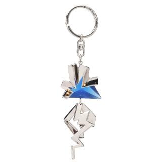 【Balenciaga 巴黎世家】巴黎世家三角壓克力X金屬閃電鑰匙圈吊飾(藍302073-4073)