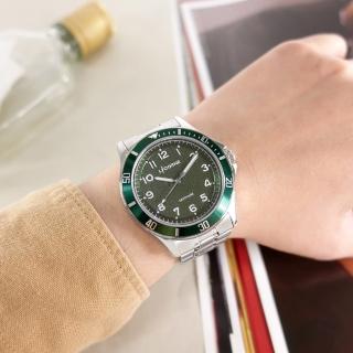 【LICORNE】數字刻度 藍寶石水晶玻璃 夜光指針 不鏽鋼手錶 綠色 42mm(LT161MWGA-G)