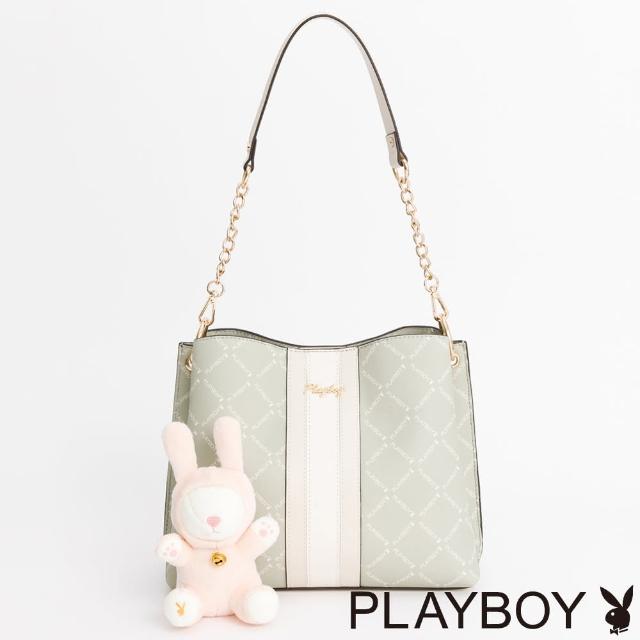 【PLAYBOY】肩背包附長背帶 Lucky Bunny系列(綠色)