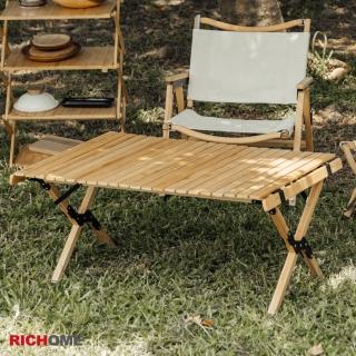 【RICHOME】悠一折疊桌/蛋捲桌/露營桌/戶外桌(環保天然楠竹材質)