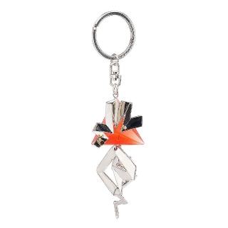【Balenciaga 巴黎世家】巴黎世家三角壓克力X金屬閃電鑰匙圈吊飾(橘紅302073-ORA)