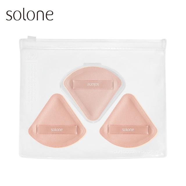 【Solone】玫粉蜜茶舒芙蕾海綿組 粉撲 美妝蛋(小扇形3入+收納盒1入)