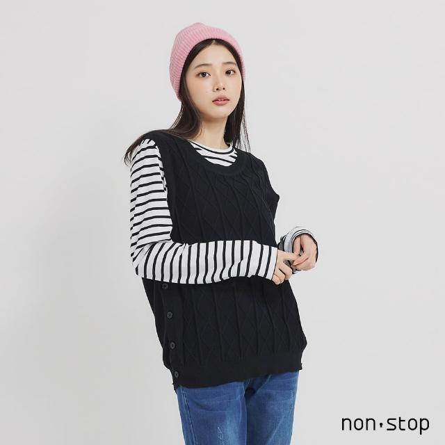 【non-stop】條紋兩件式菱格織紋針織衫-2色