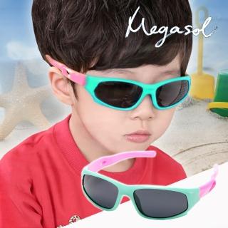 【MEGASOL】中性兒童男孩女孩UV400抗紫外線偏光兒童太陽眼鏡(騎行運動矩方框款KD816-三色可選)