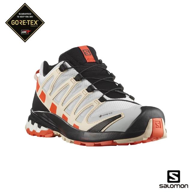 salomon官方直營】女XA PRO 3D V8 Goretex 健野鞋(岩灰/櫻茄紅/米白橙