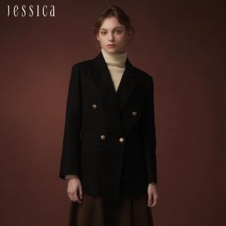 【JESSICA】經典斜紋百搭雙口袋西裝外套J35018（黑）
