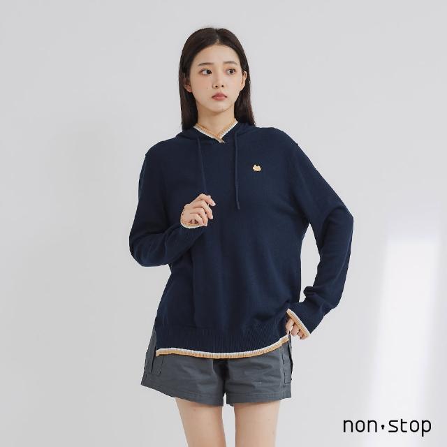 【non-stop】條紋配色連帽針織衫-2色