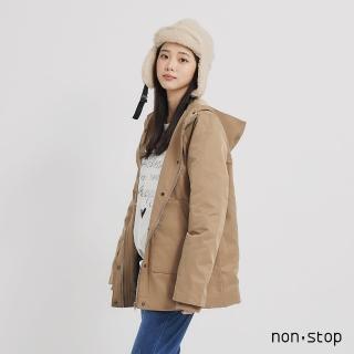 【non-stop】休閒鋪棉連帽風衣外套-2色