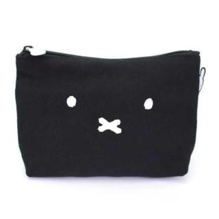 【小禮堂】Miffy 米飛兔 扁平收納包 - 純黑款(平輸品)